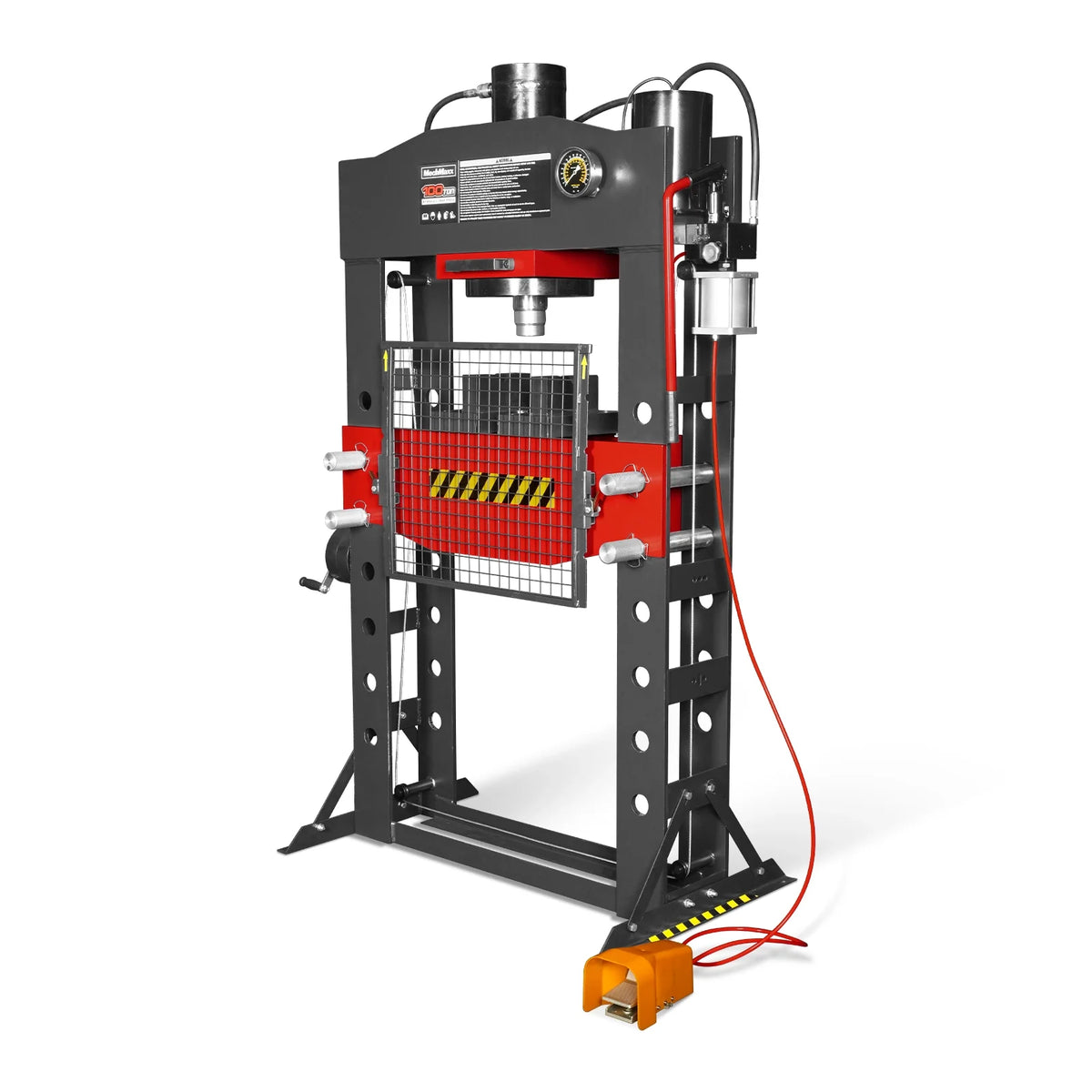 100 Ton H-Frame Air/Hydraulic Shop Press with Hand Winch, Fully Welded Steel Frame, Safety Guard, Foot Pedal C - view 19