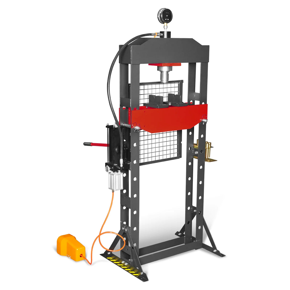 20 Ton H-Frame Air/Hydraulic Shop Press with Press Pin Kit, Fully Welded Steel Frame, Safety Guard, Foot Pedal - view 25