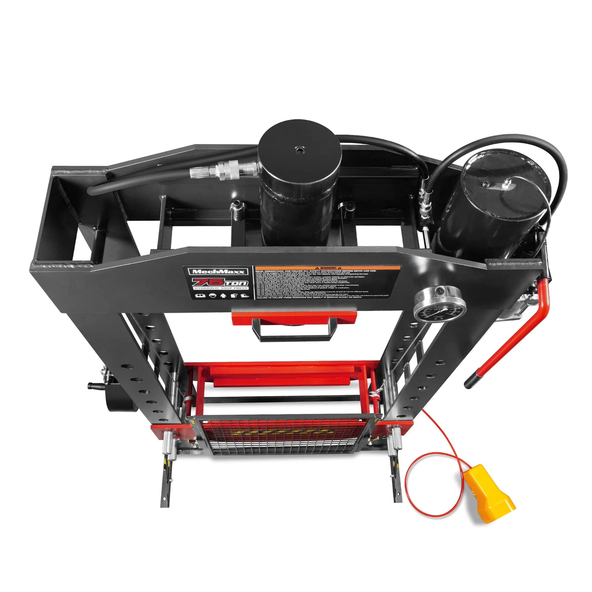 75 Ton H-Frame Air/Hydraulic Shop Press with Hand Winch, Fully Welded Steel Frame, Safety Guard, Foot Pedal Co - view 9