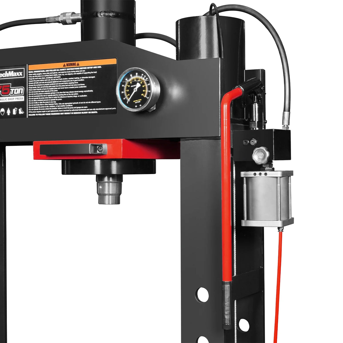 75 Ton H-Frame Air/Hydraulic Shop Press with Hand Winch, Fully Welded Steel Frame, Safety Guard, Foot Pedal Co - view 13