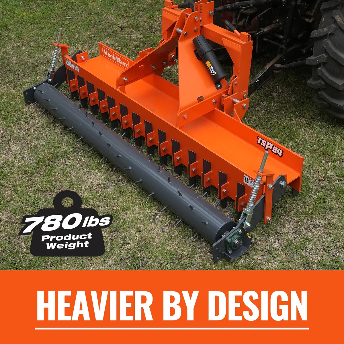 84" Heavy Duty Soil Pulverizer, Single Spiked Roller, 29 Shanks, Category 1 and 2, 3 Point Hitch Tractor Attac - view 3