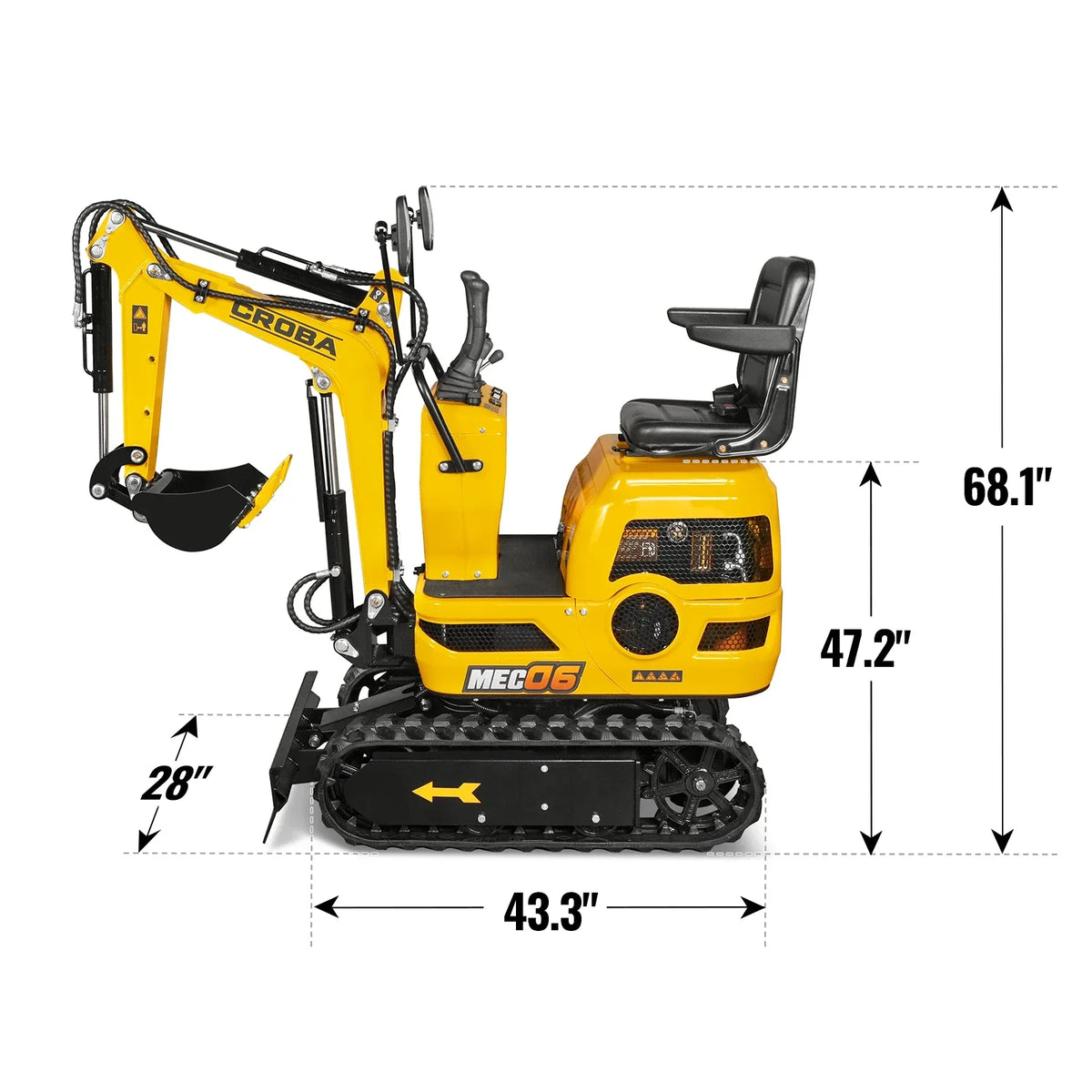 Mini Compact Excavator with Loncin 300cc 9 HP Engine, 43.3 in Max Digging Depth, 0.6 Ton, 1345 lb, MEC06 - view 2