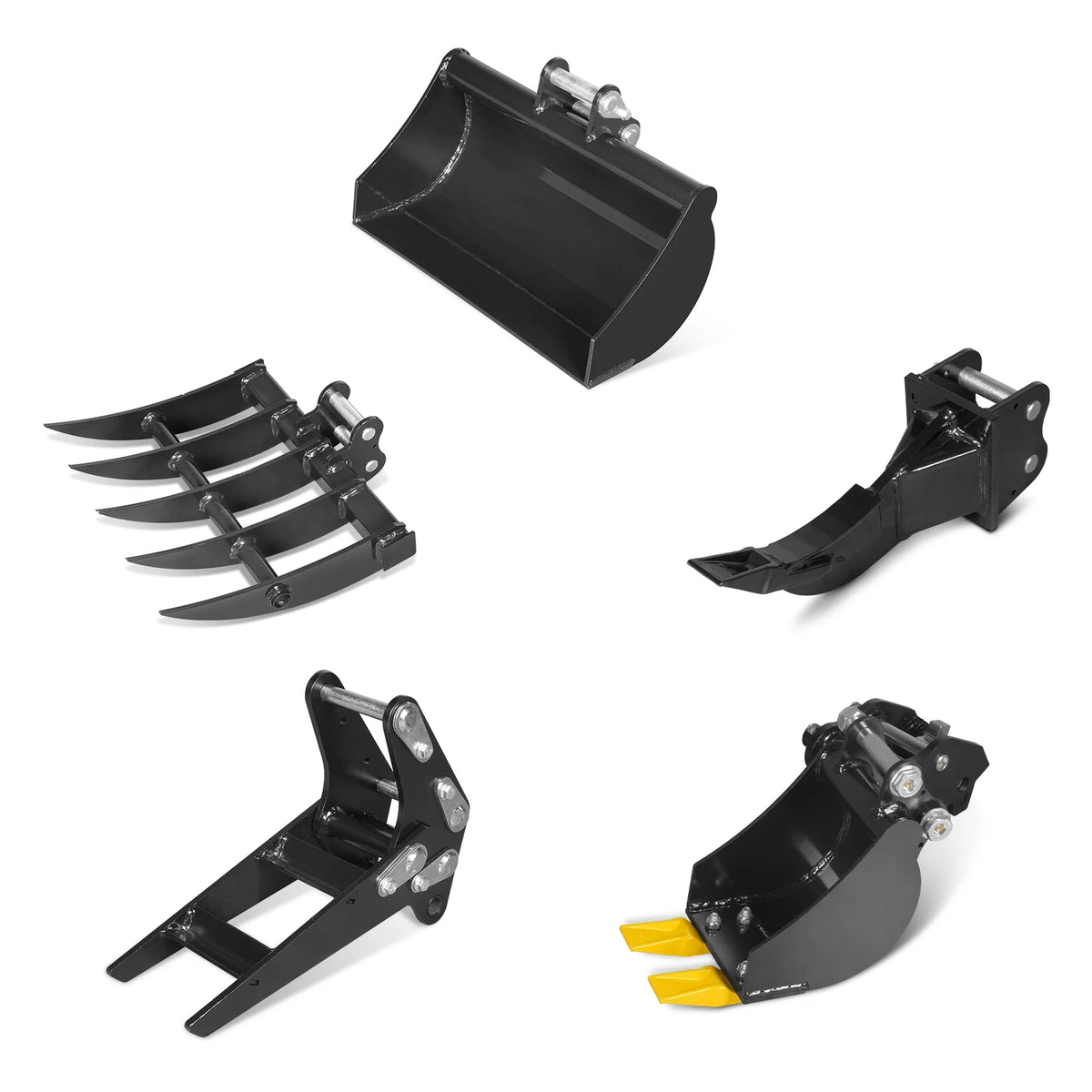 5-Piece Mini Excavator Attachment Set for Mini Compact Excavator (SKU 150536)