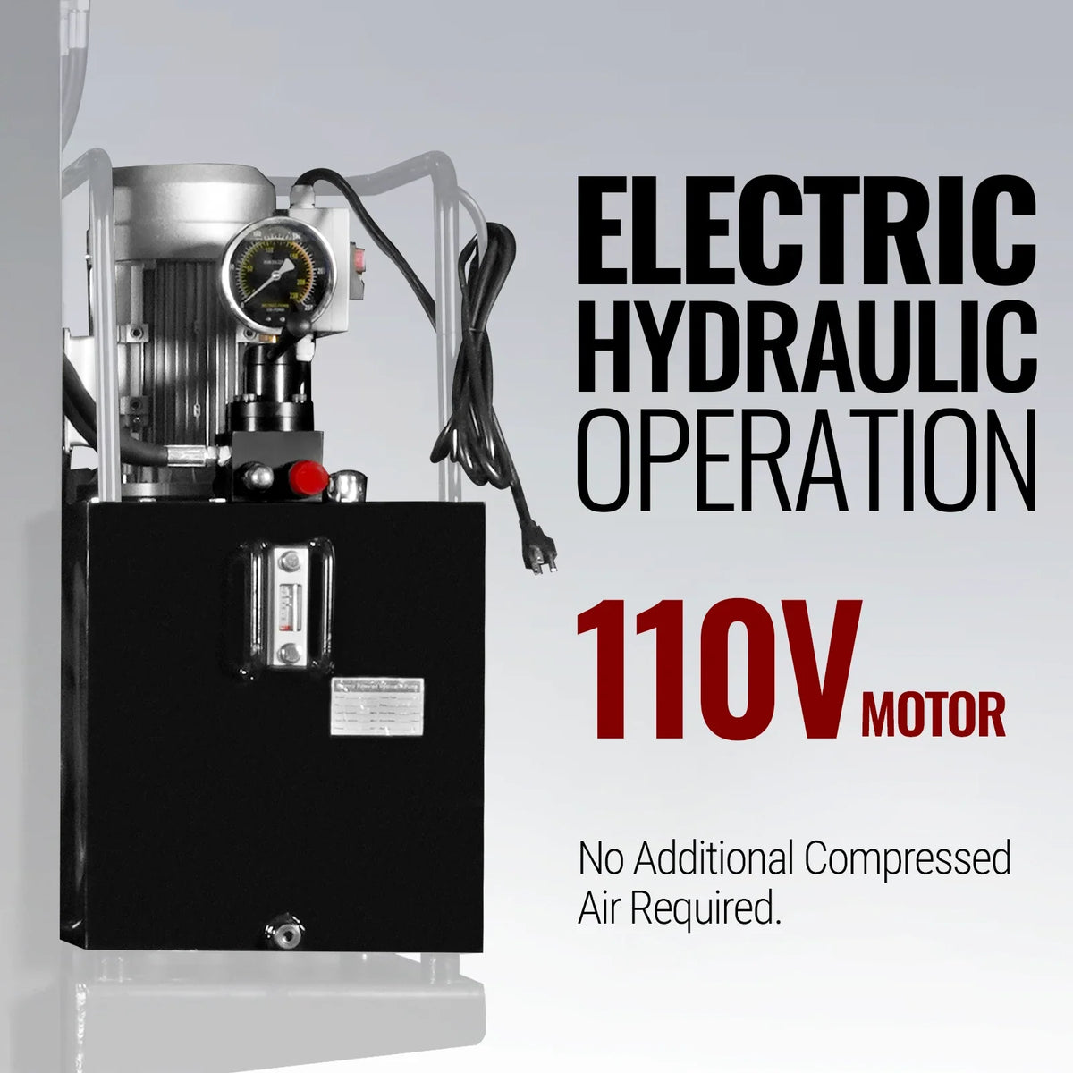 150 Ton H-Frame Electric Hydraulic Shop Press with Double-Acting Cylinder & Chain-Driven Table Lift, 110V Moto - view 6