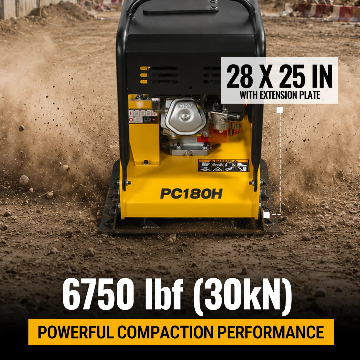 Honda GX270 Reversible Plate Compactor with Wheel Kit and Extension Plates, 6750 lb Centrifugal Force, PC180H - view 4