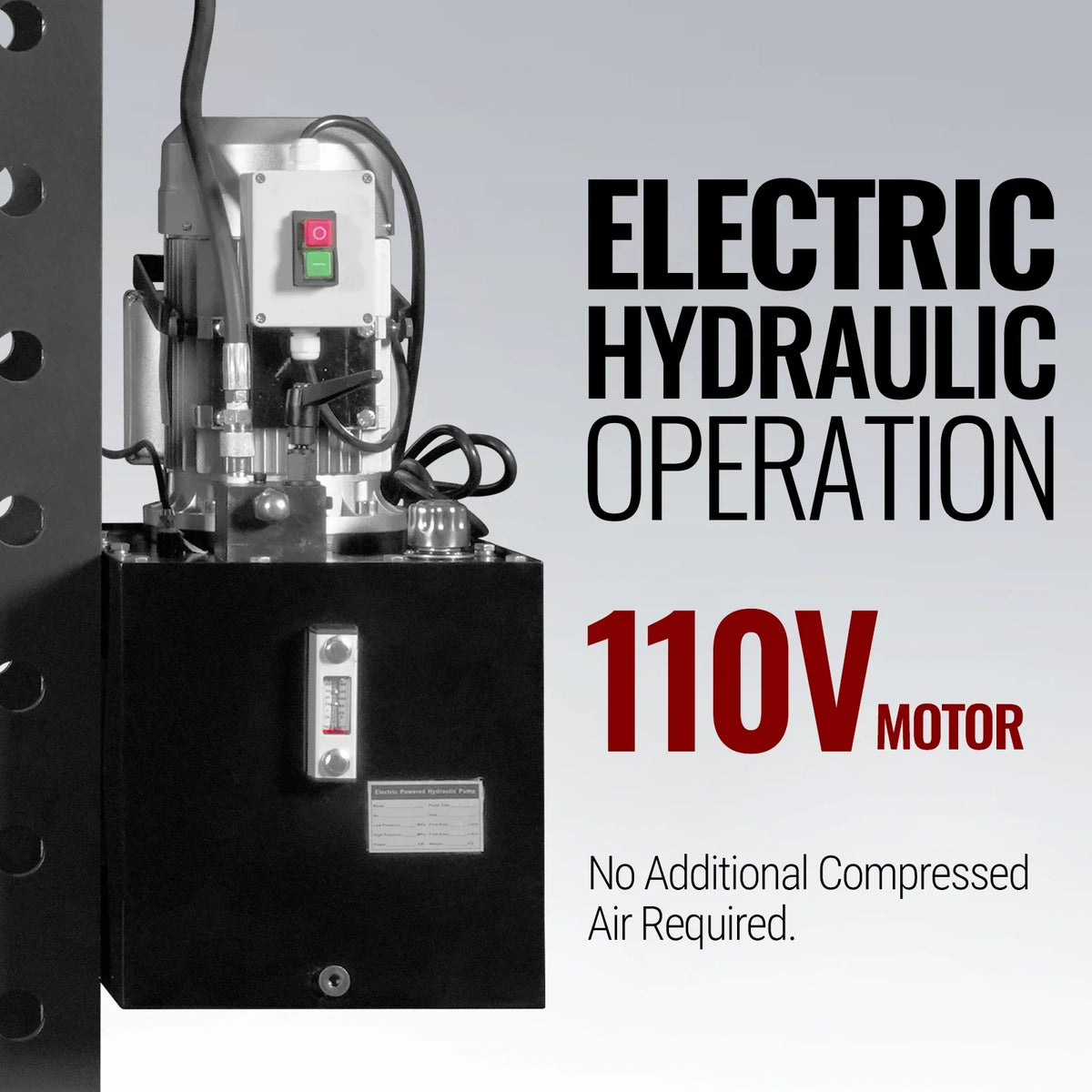 100 Ton H-Frame Electric Hydraulic Shop Press with Hand Winch, 110V Motor, Fully Welded Steel Frame, Safety Gu - view 6