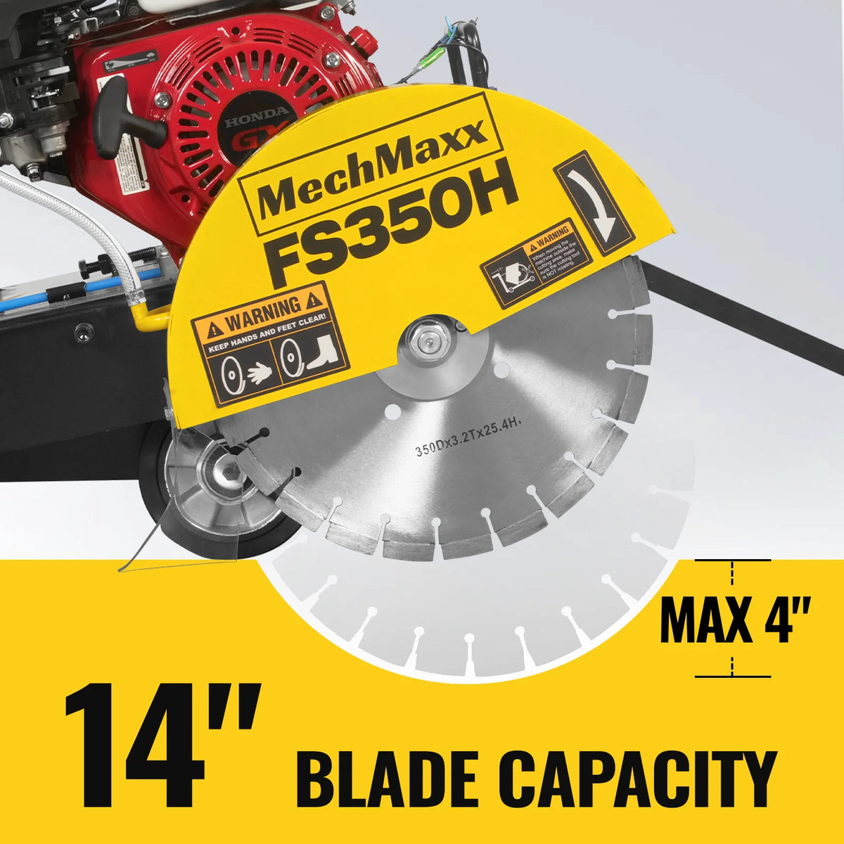 Honda GX160 Walk-Behind Concrete Floor Saw, 14 in Blade, 4 in Cutting Depth, FS350H - view 4