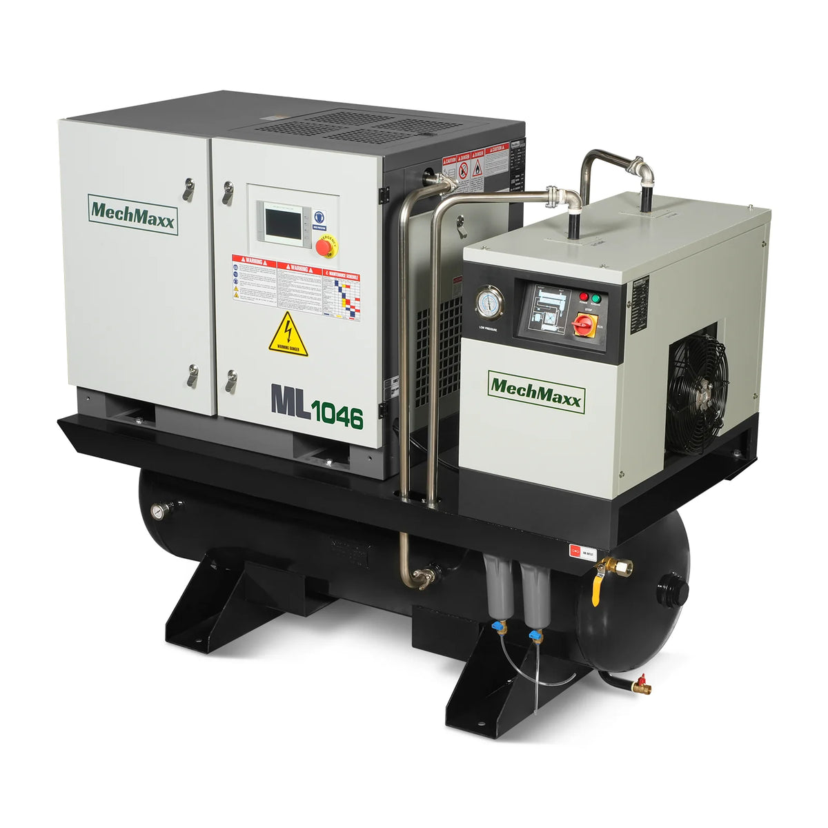 10HP Combined Rotary Screw Air Compressor with Dryer & 66-Gal ASME Tank | 32 CFM, 116 PSI, 460V 3-Phase - Indu