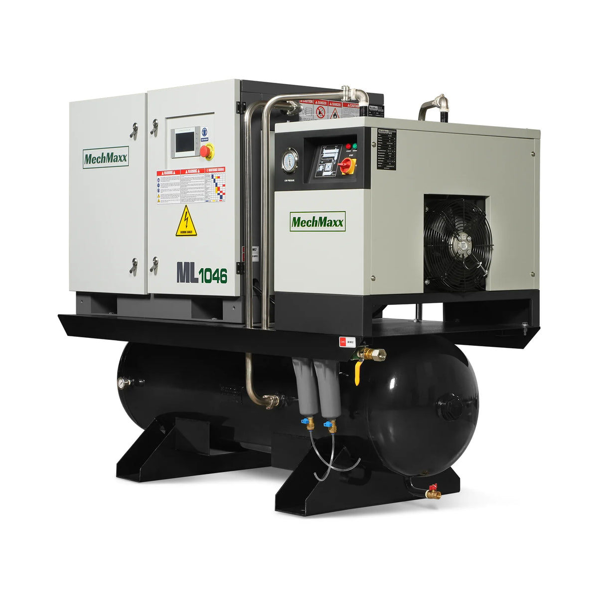 10HP Combined Rotary Screw Air Compressor with Dryer & 66-Gal ASME Tank | 32 CFM, 116 PSI, 460V 3-Phase - Indu - view 12