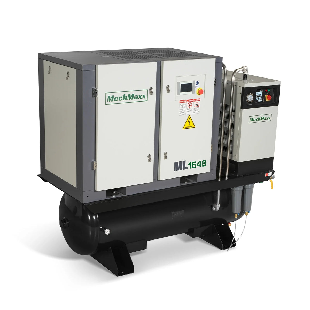 15HP Combined Rotary Screw Air Compressor with Dryer & 105-Gal ASME Tank | 45 CFM, 116 PSI, 460V 3-Phase - Ind - view 5
