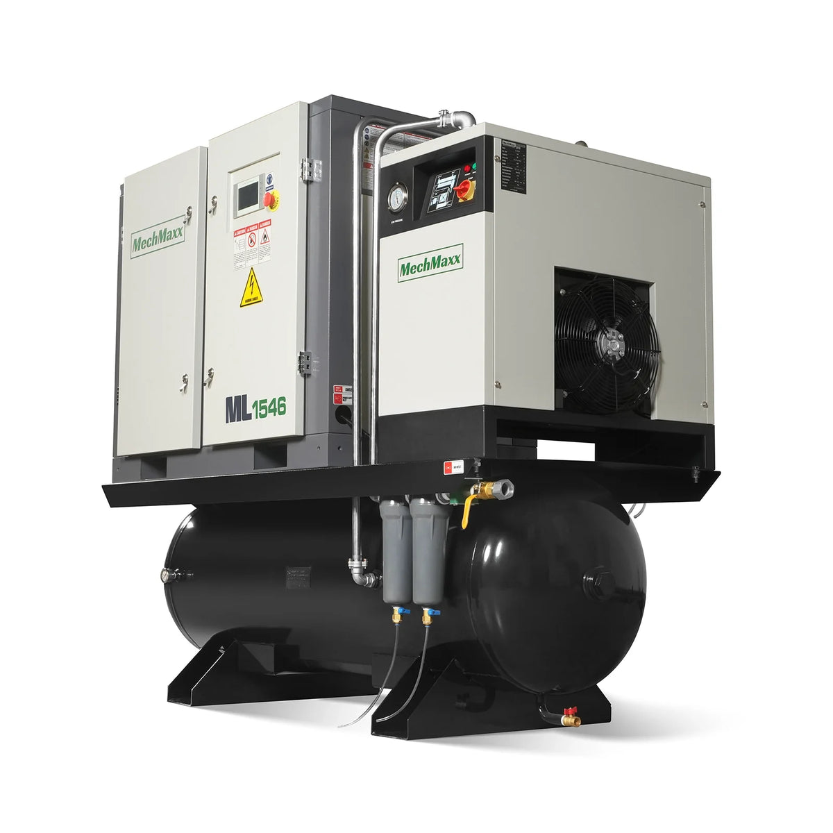 15HP Combined Rotary Screw Air Compressor with Dryer & 105-Gal ASME Tank | 45 CFM, 116 PSI, 460V 3-Phase - Ind - view 15