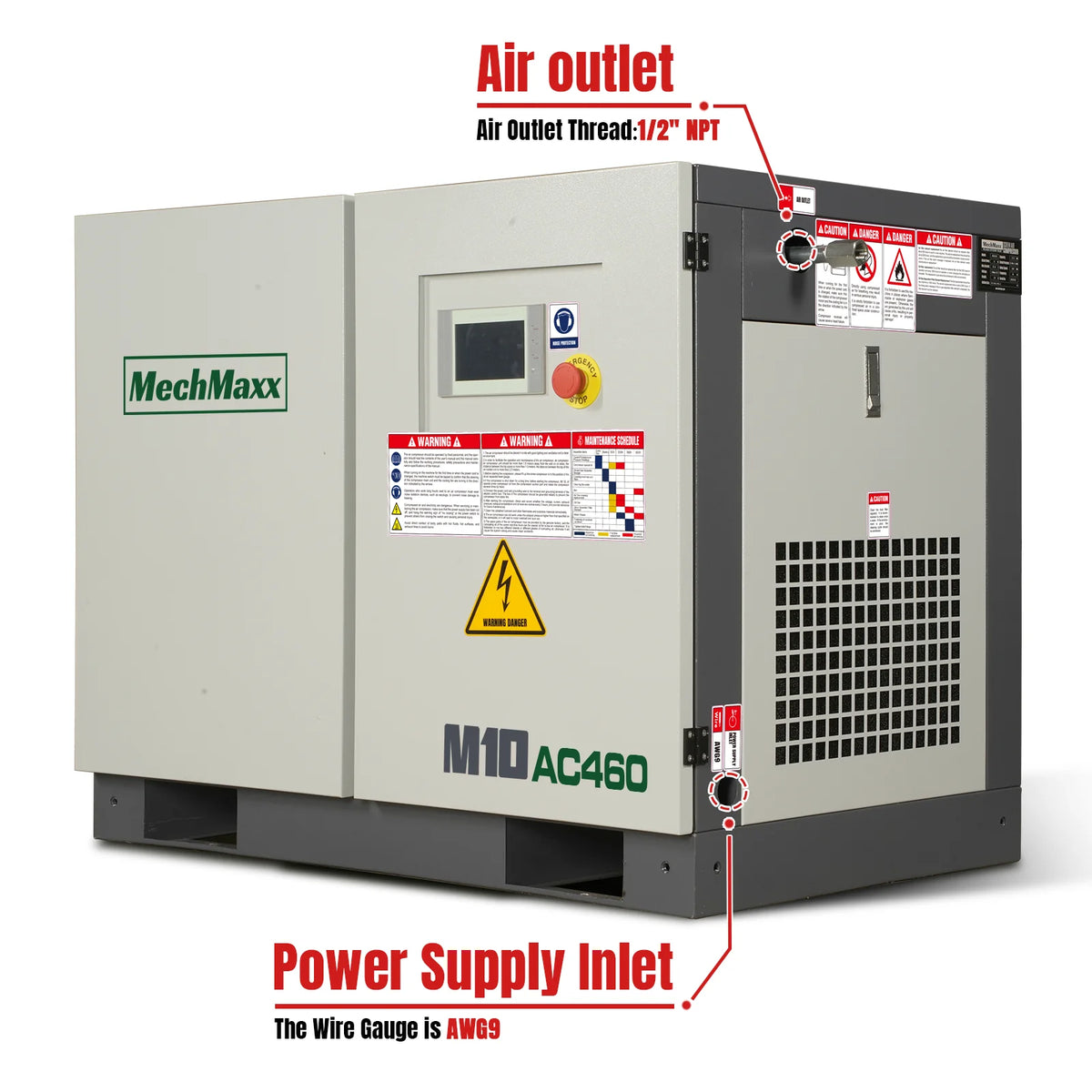 10HP Rotary Screw Air Compressor - 32 CFM, 116 PSI, 460V 3-Phase | Industrial-Grade - view 2