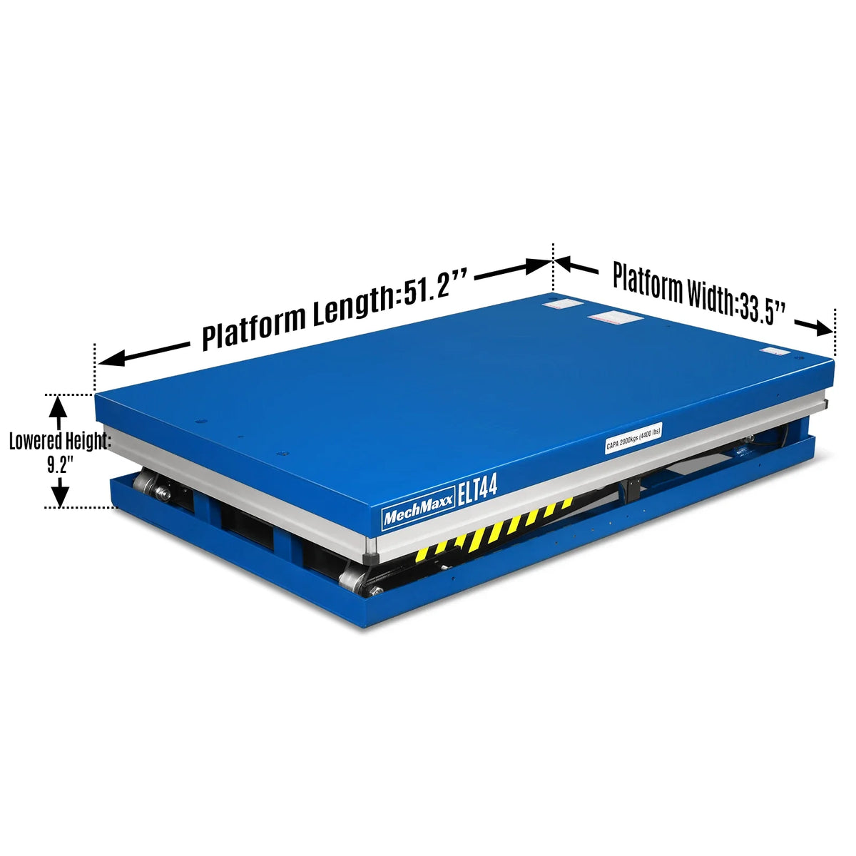 Wireless Remote Control Electric Hydraulic Lift Table, 4400lb Capacity, 51.2" x 33.5" Platform, 41.5" Lift Hei - view 3