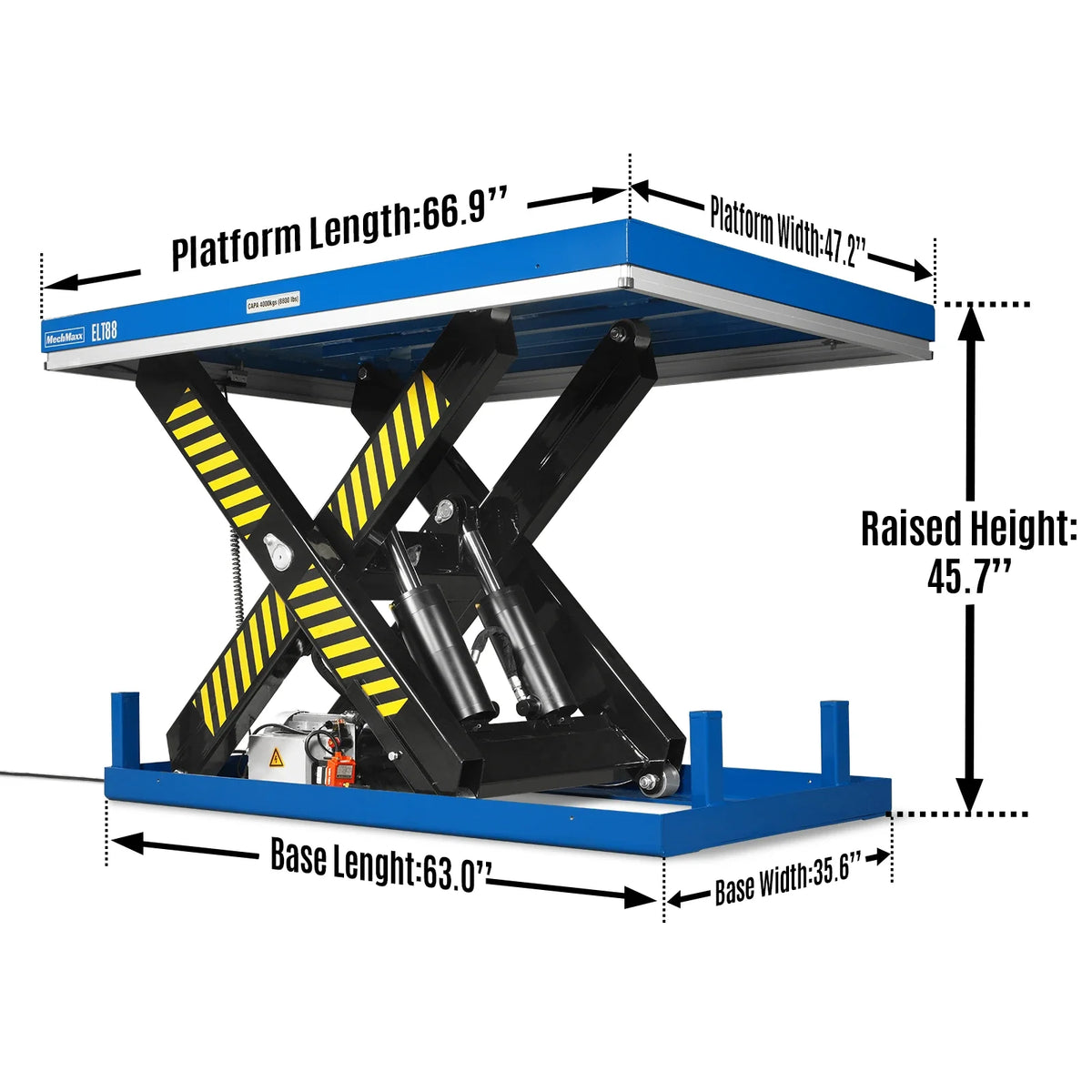 Wireless Remote Control Electric Hydraulic Lift Table, 8800lb Capacity, 66.9" x 47.2" Platform, 45.7" Lift Hei - view 2