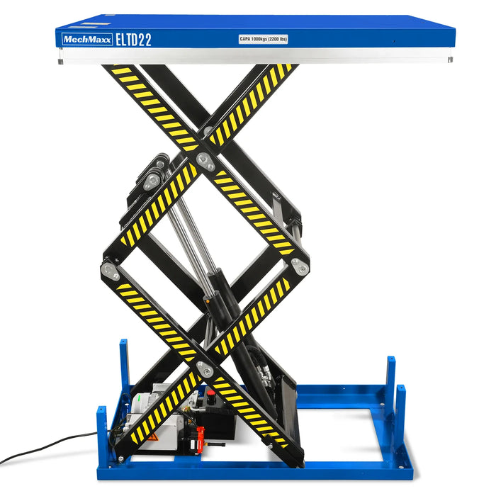 Table élévatrice électrique hydraulique à double ciseaux avec télécommande sans fil, capacité 2200lb, plateau 51.2" x 32.3", hauteur de levage 70", ELTD22