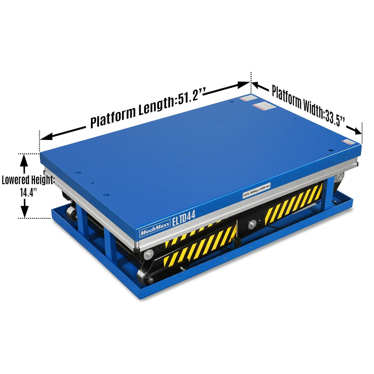 Wireless Remote Control Double Scissor Electric Hydraulic Lift Table, 4400lb Capacity, 51.2" x 33.5" Platform, - view 3