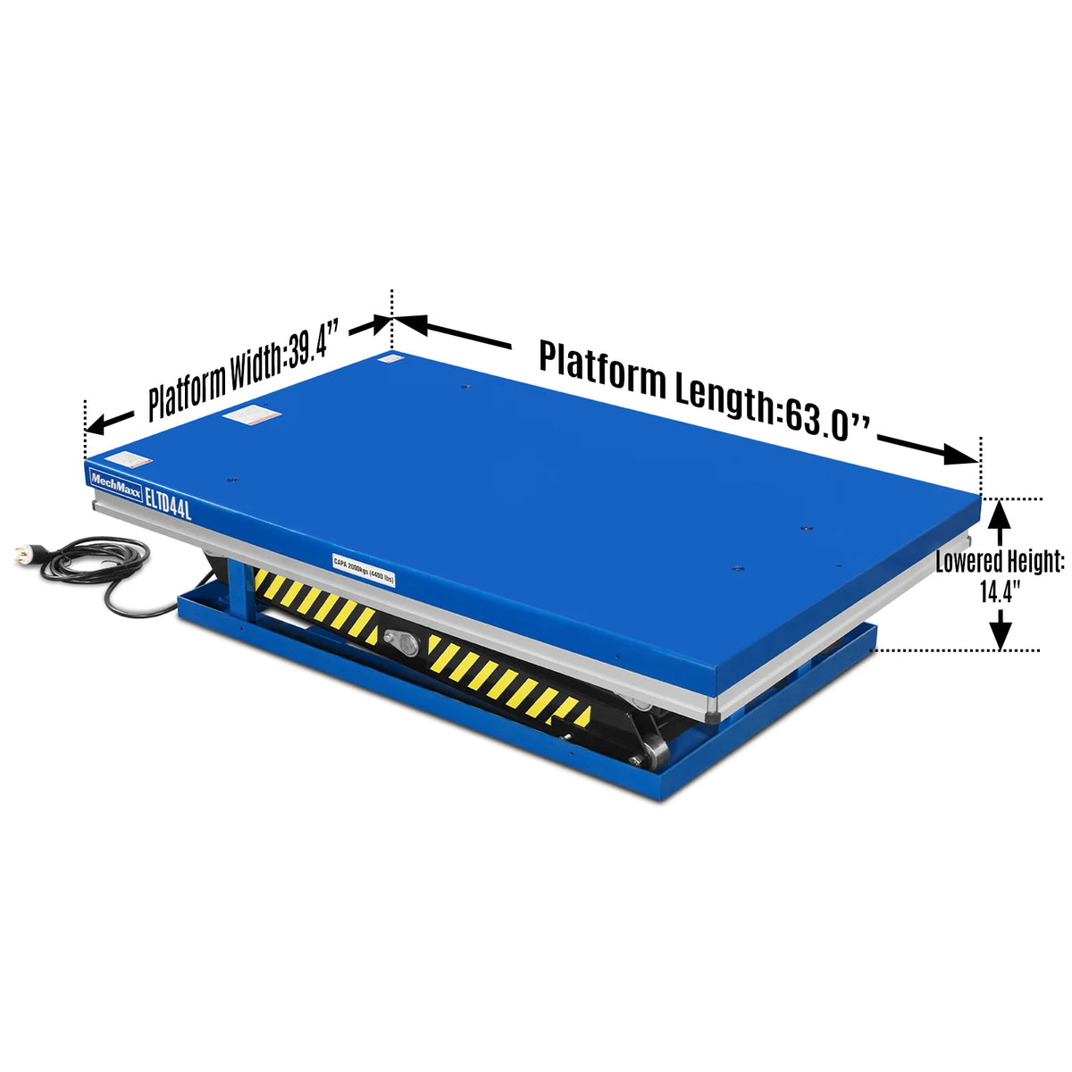 Wireless Remote Control Double Scissor Electric Hydraulic Lift Table, 4400lb Capacity, 63" x 39.4" Large Platf - view 3