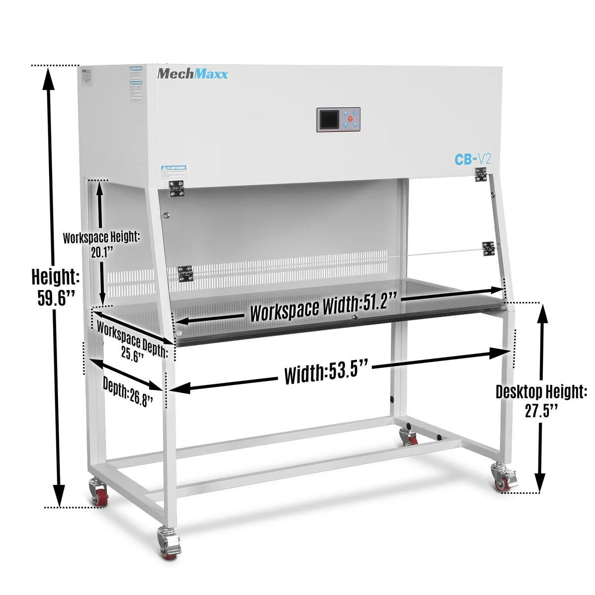 53.5" Wide CB-V2 Vertical Laminar Flow Clean Bench with HEPA Filtration & UV Sterilization | ISO Class 5 - view 2