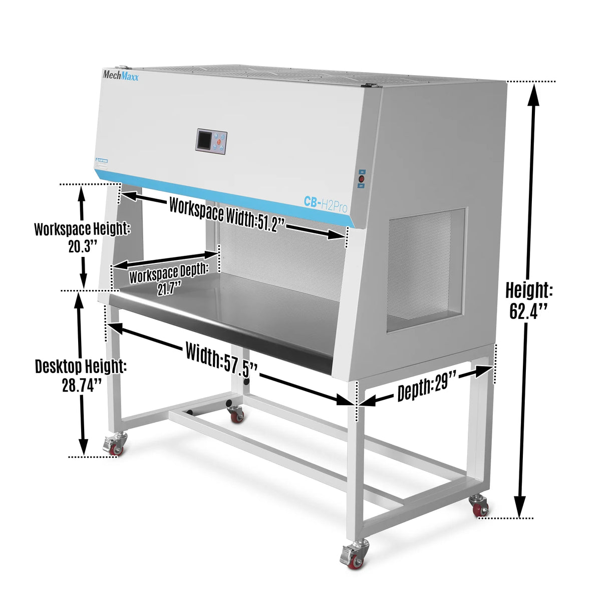 57.5" Wide CB-H2Pro Horizontal Laminar Flow Clean Bench with HEPA Filtration & UV Sterilization | ISO Class 5 - view 2