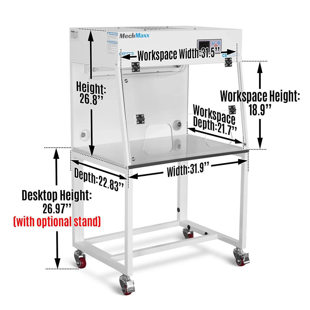 31.9" Wide CB-80Slim Desktop Vertical Laminar Flow Clean Bench with HEPA Filtration & UV Sterilization | ISO C - view 2