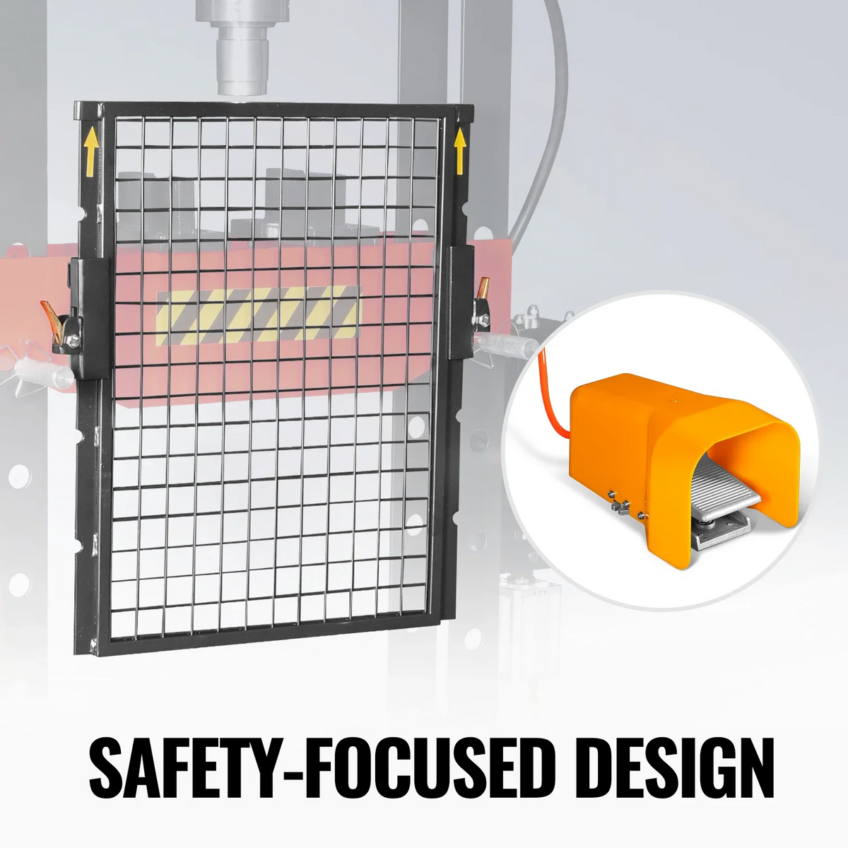 20 Ton H-Frame Air/Hydraulic Shop Press with Press Pin Kit, Fully Welded Steel Frame, Safety Guard, Foot Pedal - view 6
