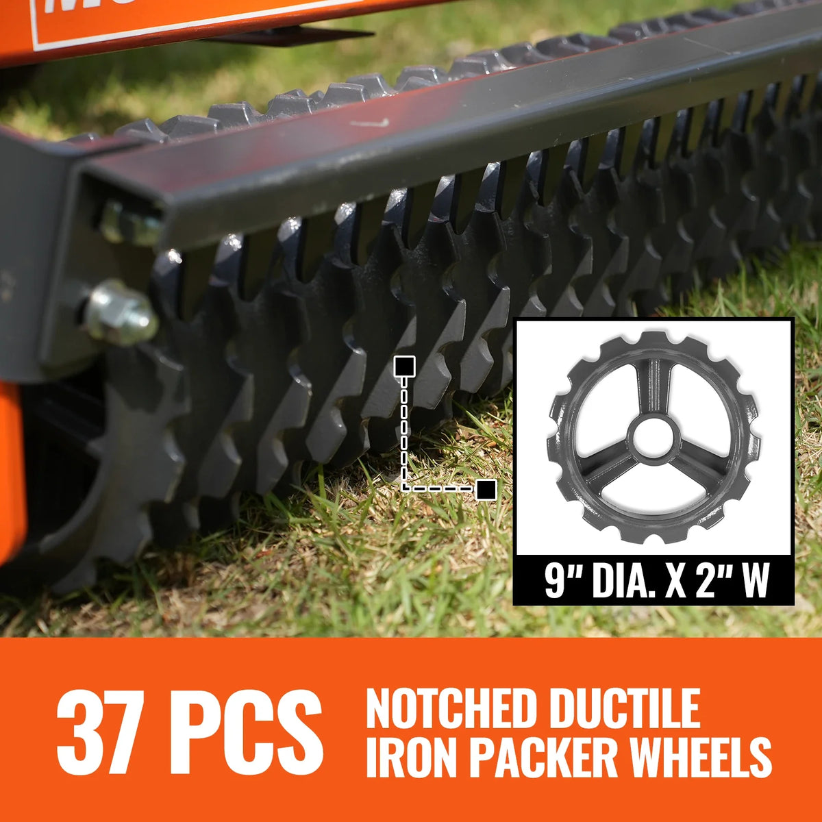 84" Cultipacker with 37 Ductile Iron Wheels, Scraper Bar Included, Category 1 and 2, 3 Point Hitch Tractor Att - view 4