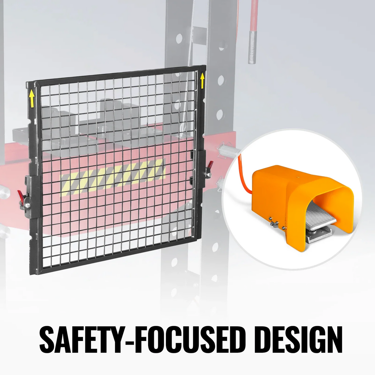 75 Ton H-Frame Air/Hydraulic Shop Press with Hand Winch, Fully Welded Steel Frame, Safety Guard, Foot Pedal Co - view 6