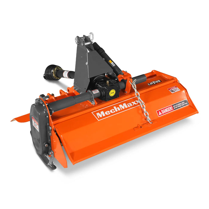 45 in Rotary Tiller, 3 Point Hitch Cat.1, Chain Drive, PTO Shaft Included with Shear Bolt, 15-35 HP, LRT45
