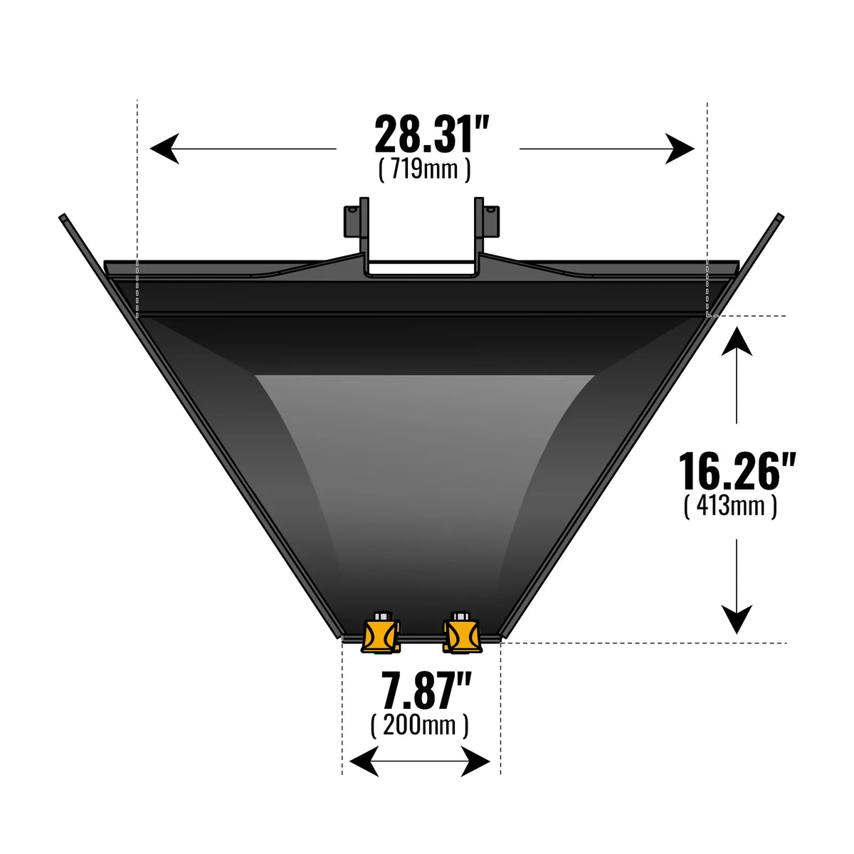 Trapezoidal V-Ditching Bucket without Pins, 2-Carbon Steel Teeth (for SKU: 150162, 150163, 150164, 201162, 201 - view 2