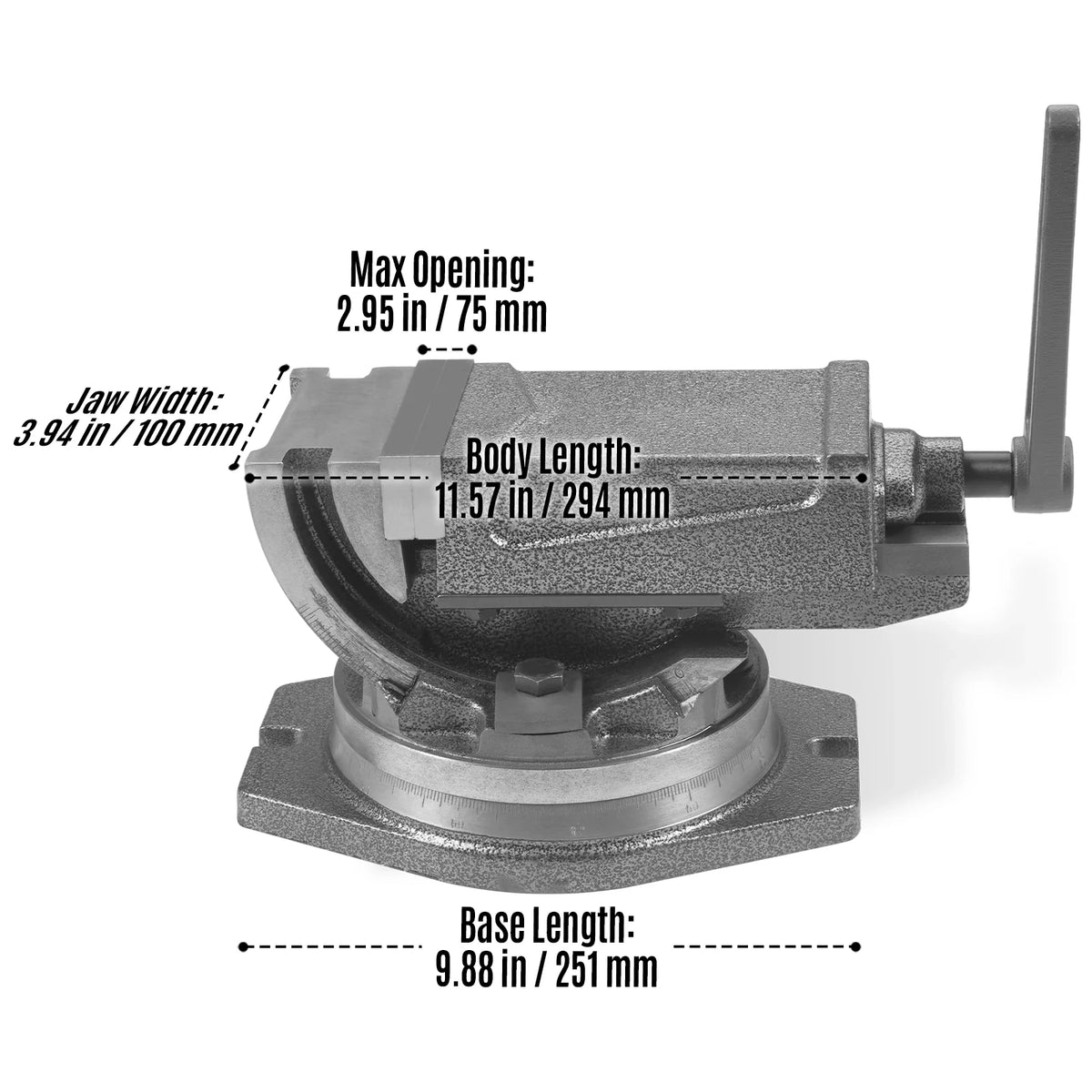 Tilt & Swivel Milling Vise QKH100MM (SKU 500202, 500203) - view 2