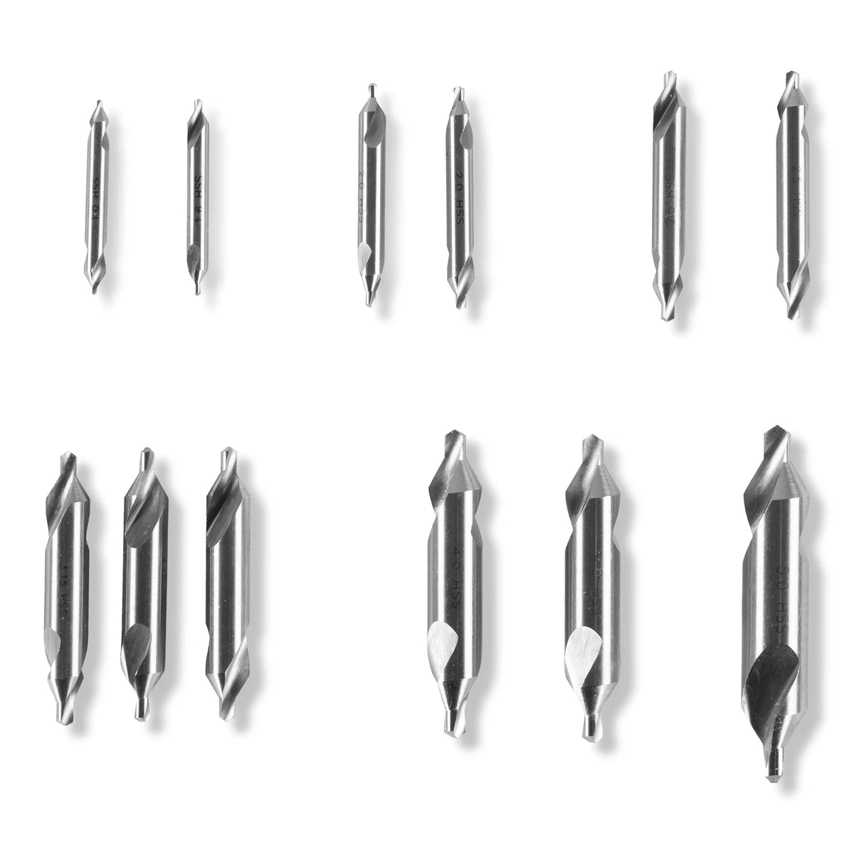 12PC HSS Center Drills Set (SKU 500200, 500201, 500202, 500203, 500204, 500205)