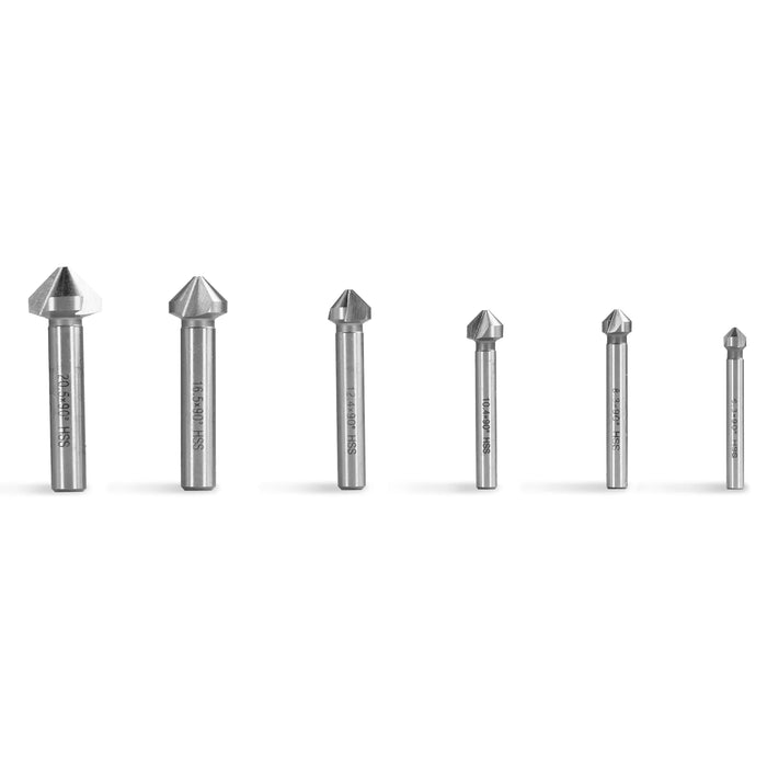 HSS Countersinks Set of 6 Pcs, 6,3 - 20,5 mm, 90°