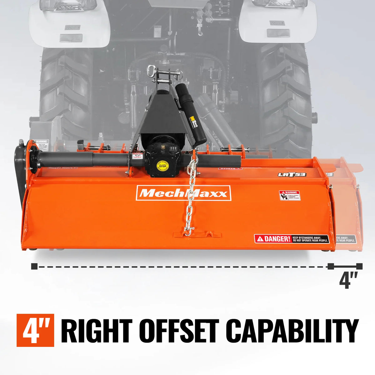 53 in Rotary Tiller, 3 Point Hitch Cat.1, Chain Drive, PTO Shaft Included with Shear Bolt, 18-35 HP, LRT53 - view 6