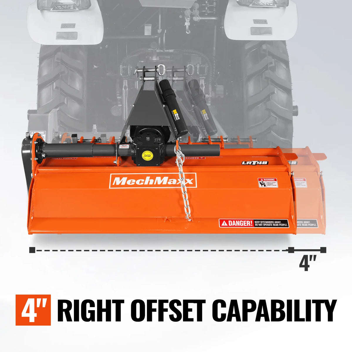 48 in Rotary Tiller, 3 Point Hitch Cat.1, Chain Drive, PTO Shaft Included with Shear Bolt, 18-35 HP, LRT48 - view 6