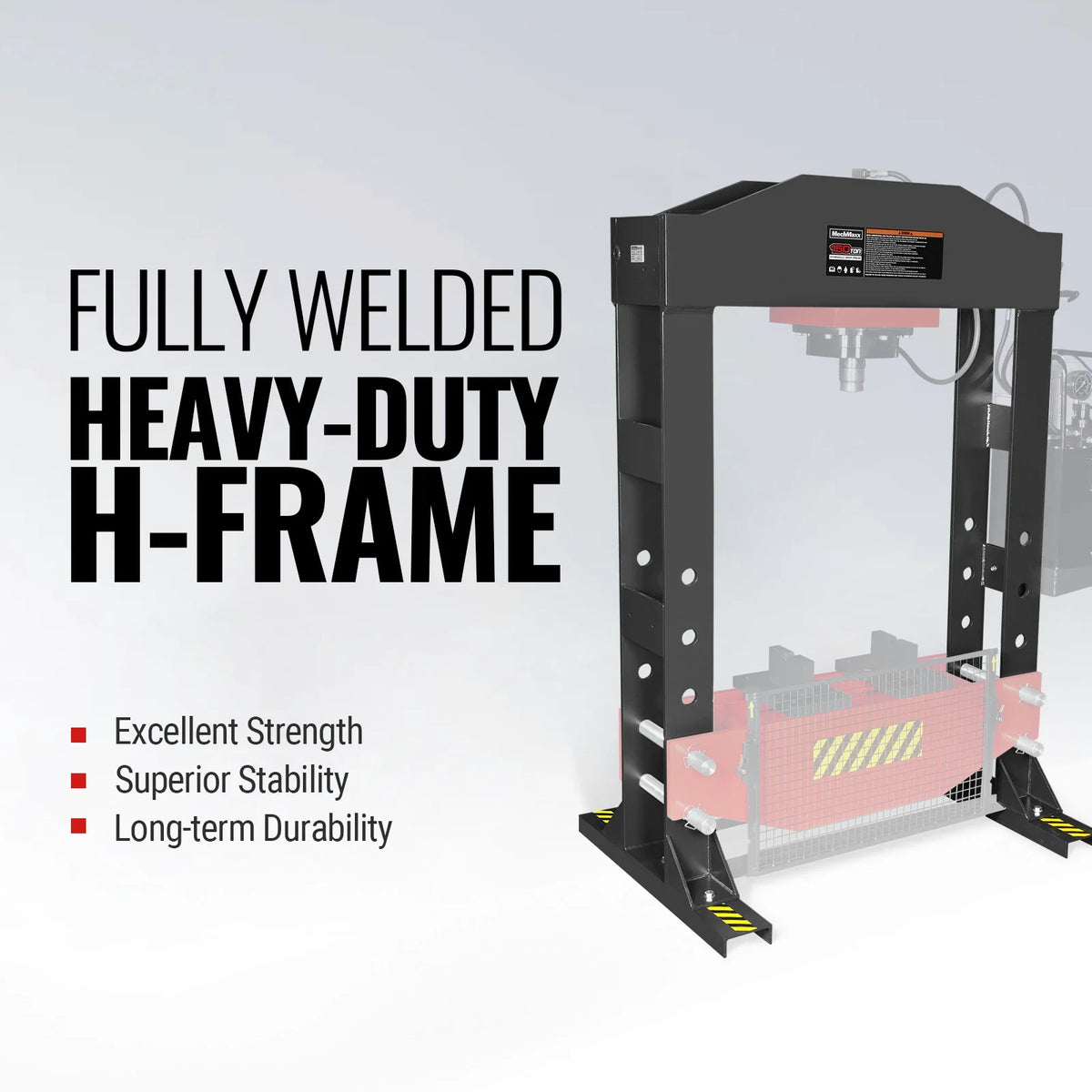 150 Ton H-Frame Electric Hydraulic Shop Press with Double-Acting Cylinder & Chain-Driven Table Lift, 110V Moto - view 3