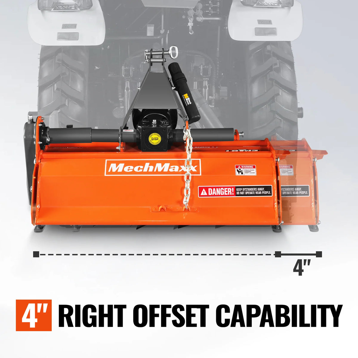42 in Rotary Tiller, 3 Point Hitch Cat.1, Chain Drive, PTO Shaft Included with Shear Bolt, 15-35 HP, LRT42 - view 6