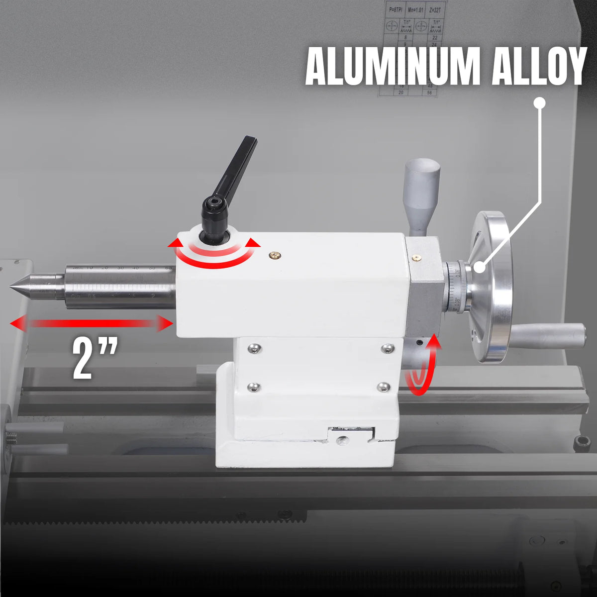 10 x 30 in Metal Lathe, 1.5 in Spindle Bore, Brushless Motor, 0-2000 RPM Variable Speed, Benchtop - view 8