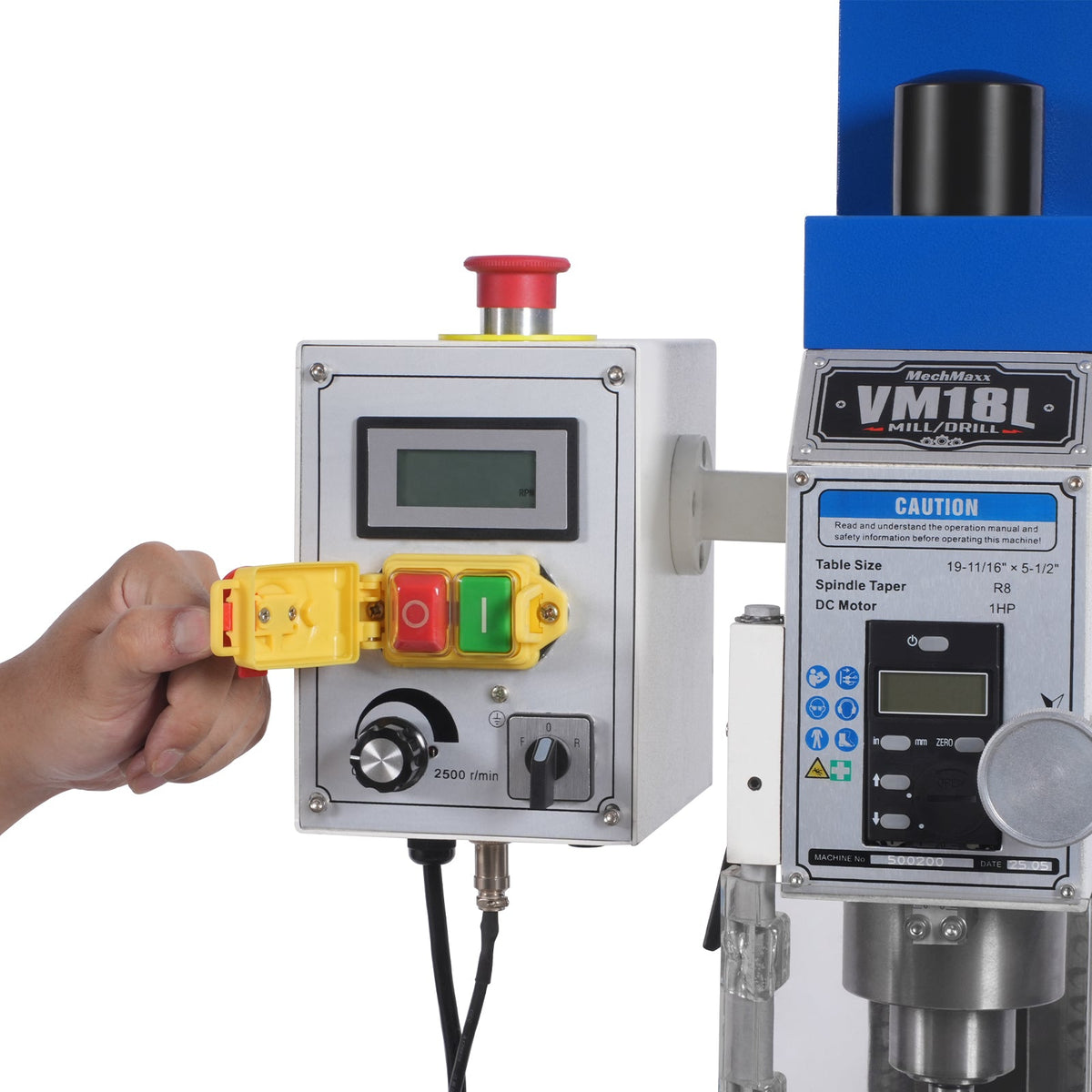 6 x 20 in Benchtop Mill Drill Machine, Variable Speed, R8 Spindle, 1 HP, 110V, Brushless Motor - view 12