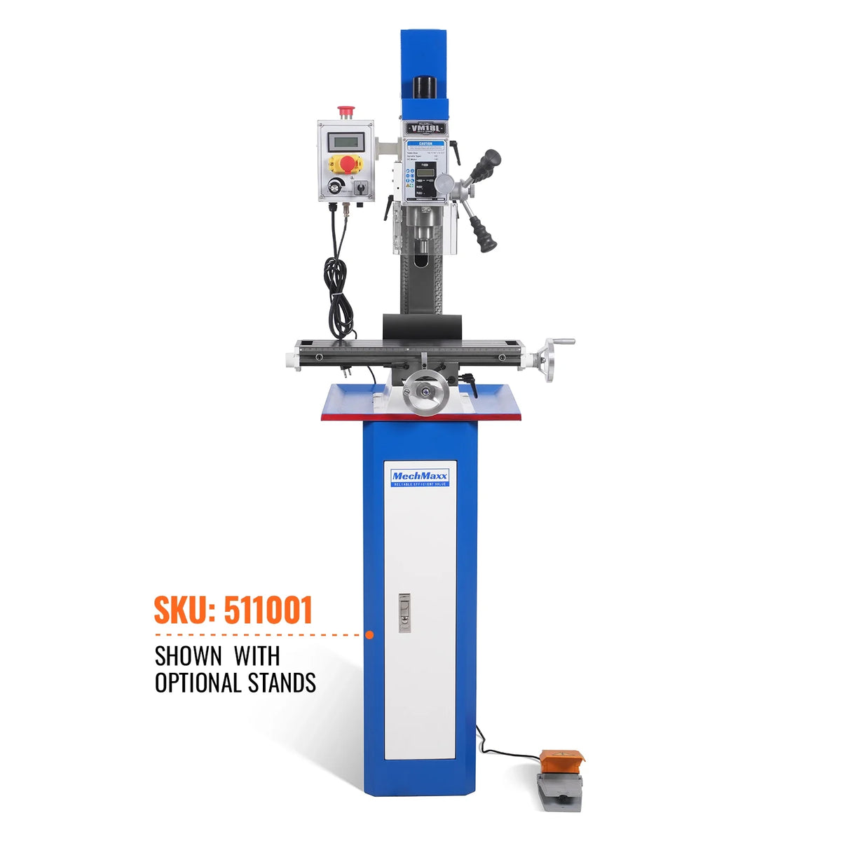6 x 20 in Benchtop Mill Drill Machine, Variable Speed, R8 Spindle, 1 HP, 110V, Brushless Motor - view 2
