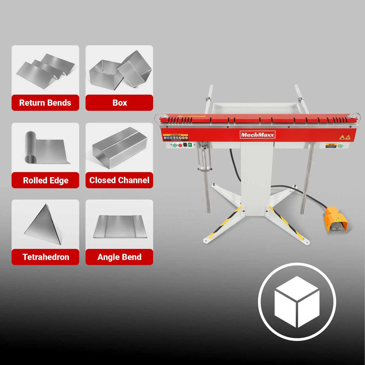 48 in Industrial Magnetic Pan and Box Heavy-Duty Sheet Metal Brake, 20 Gauge Capacity, MSMB1250E-R - view 7