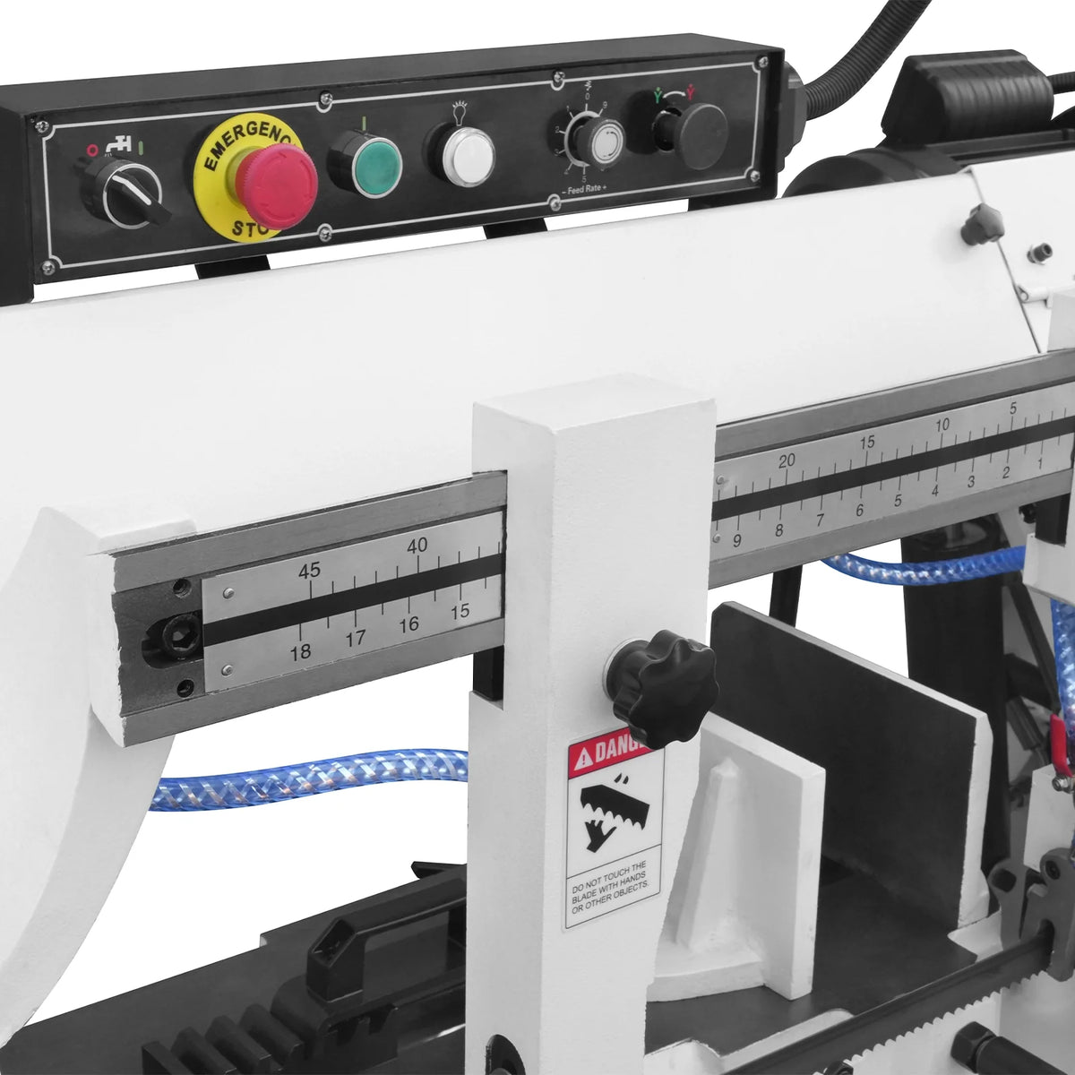 MechMaxx Metal Cutting Band Saw, 10 in Horizontal, 2 HP 220V, 0-45 Degree Mitering, Hydraulic Down Feed, Coola - view 45