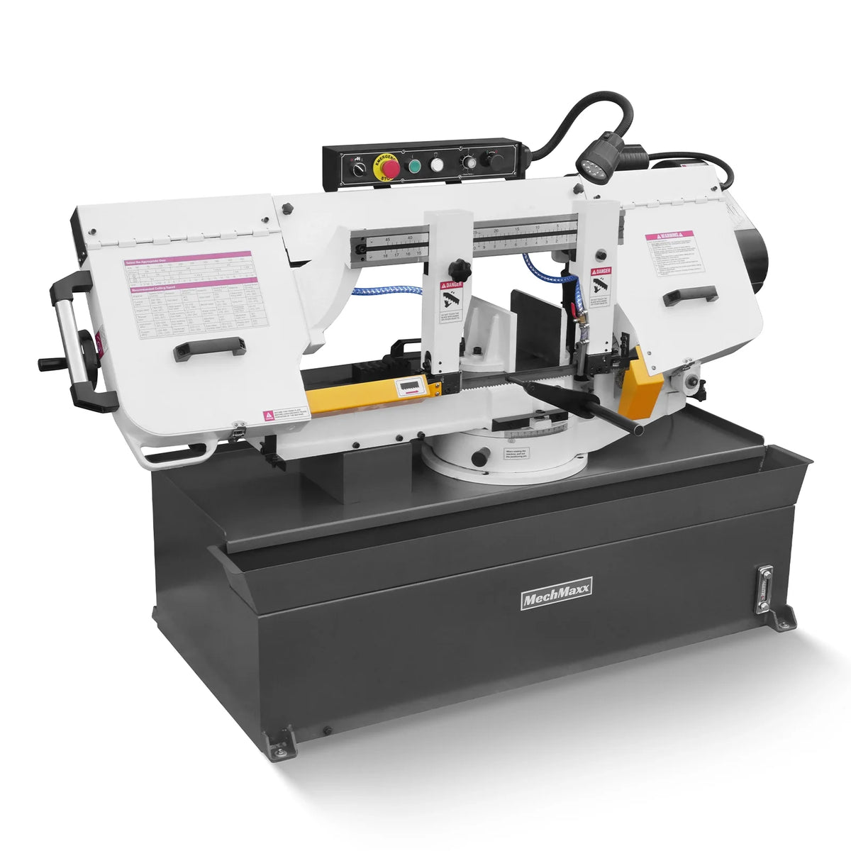 MechMaxx Metal Cutting Band Saw, 10 in Horizontal, 2 HP 220V, 0-45 Degree Mitering, Hydraulic Down Feed, Coola
