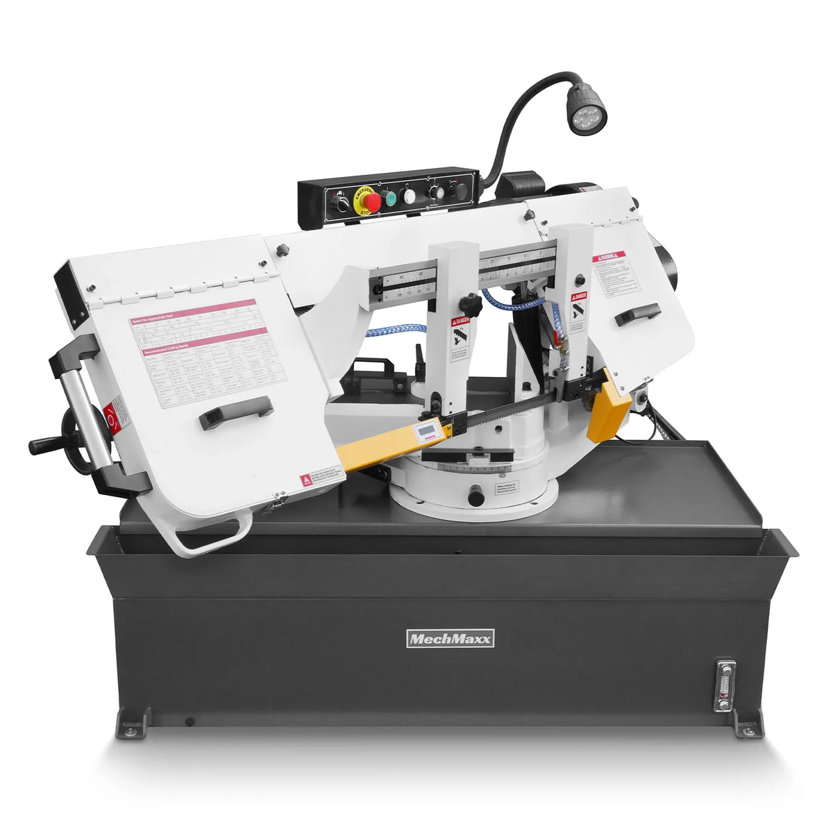 MechMaxx Metal Cutting Band Saw, 10 in Horizontal, 2 HP 220V, 0-45 Degree Mitering, Hydraulic Down Feed, Coola - view 14