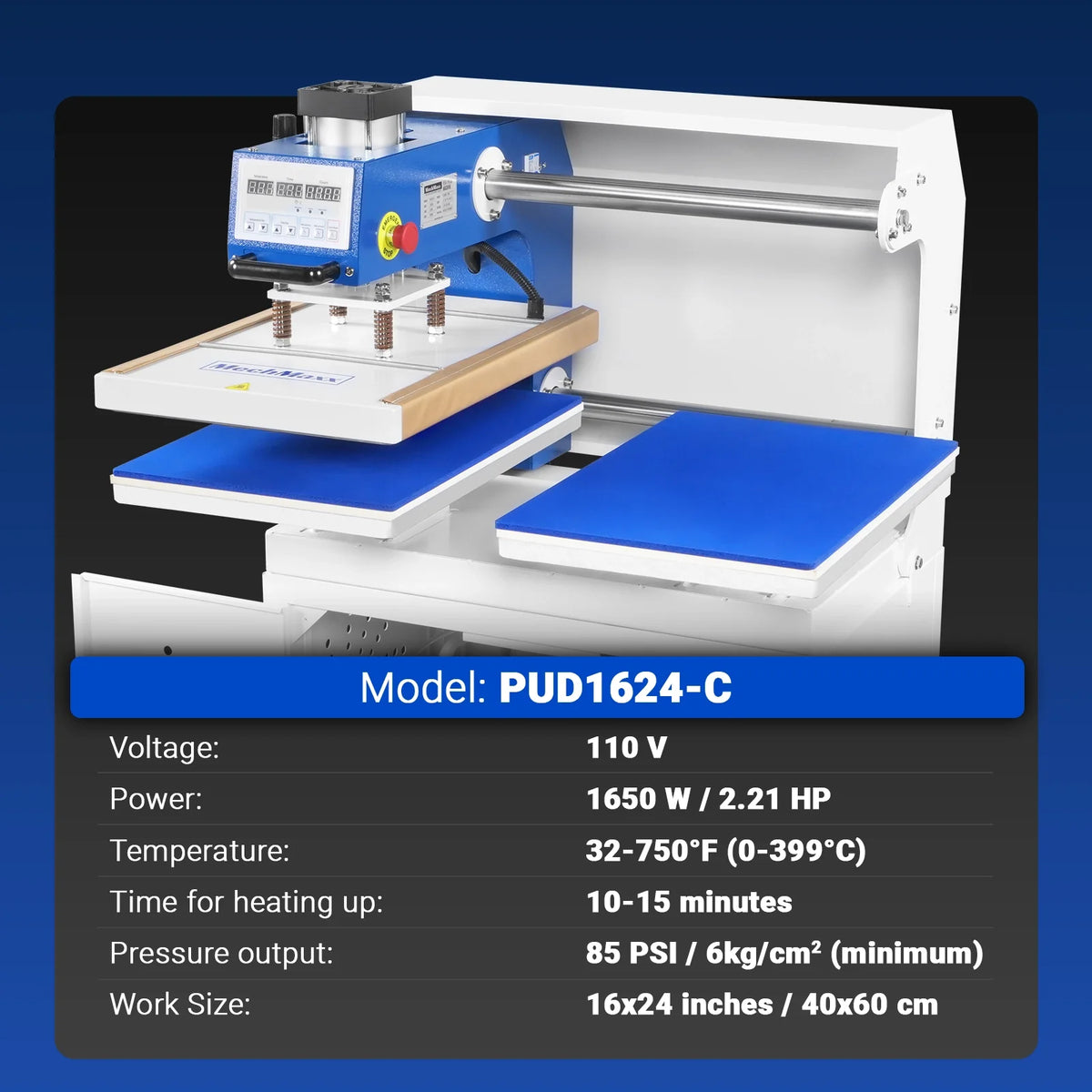 16x24 Inch Commercial Pneumatic Dual Platen Heat Press - Auto Lift Sublimation Transfer Machine with Storage B - view 3