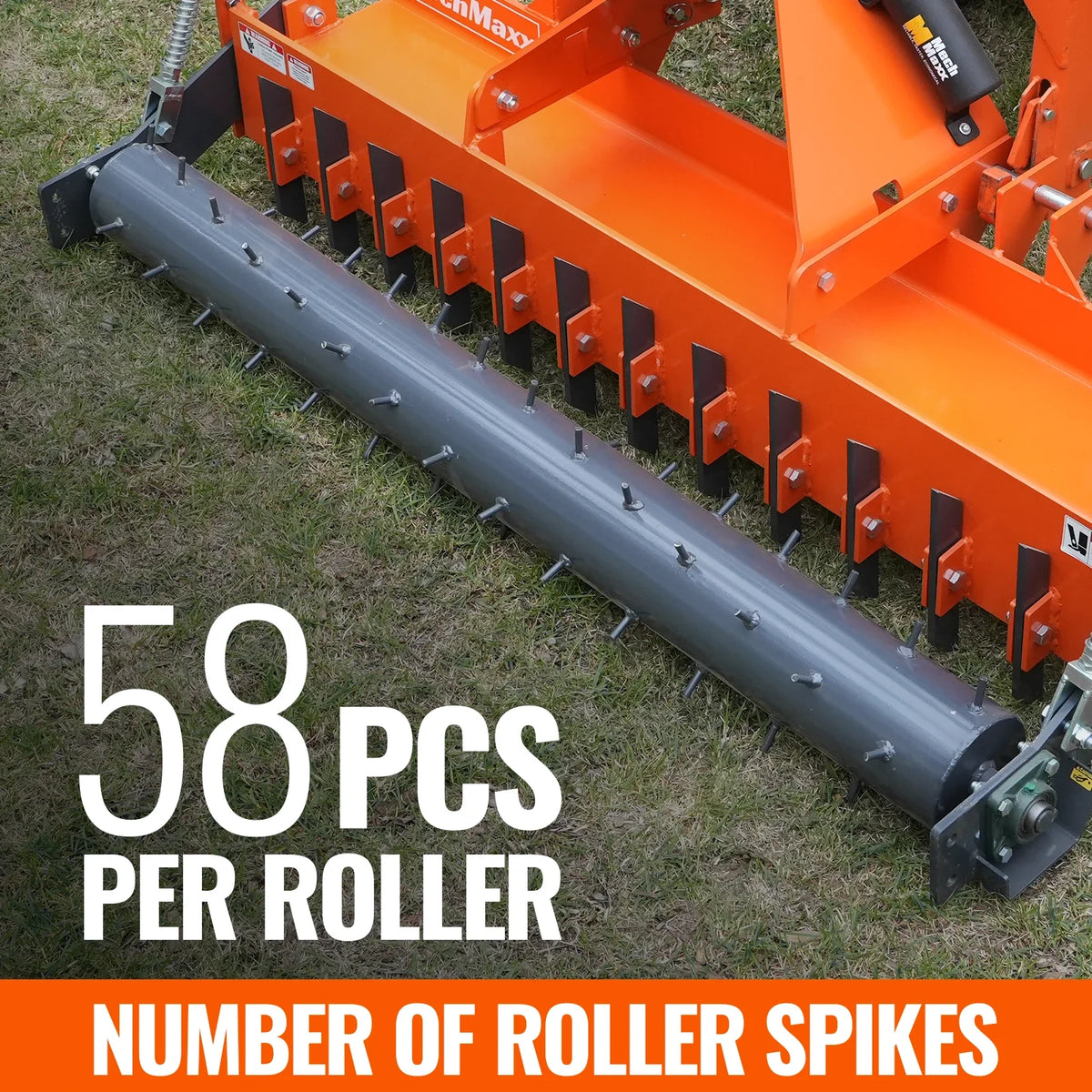 72" Heavy Duty Soil Pulverizer, Single Spiked Roller, 25 Shanks, Category 1 and 2, 3 Point Hitch Tractor Attac - view 5