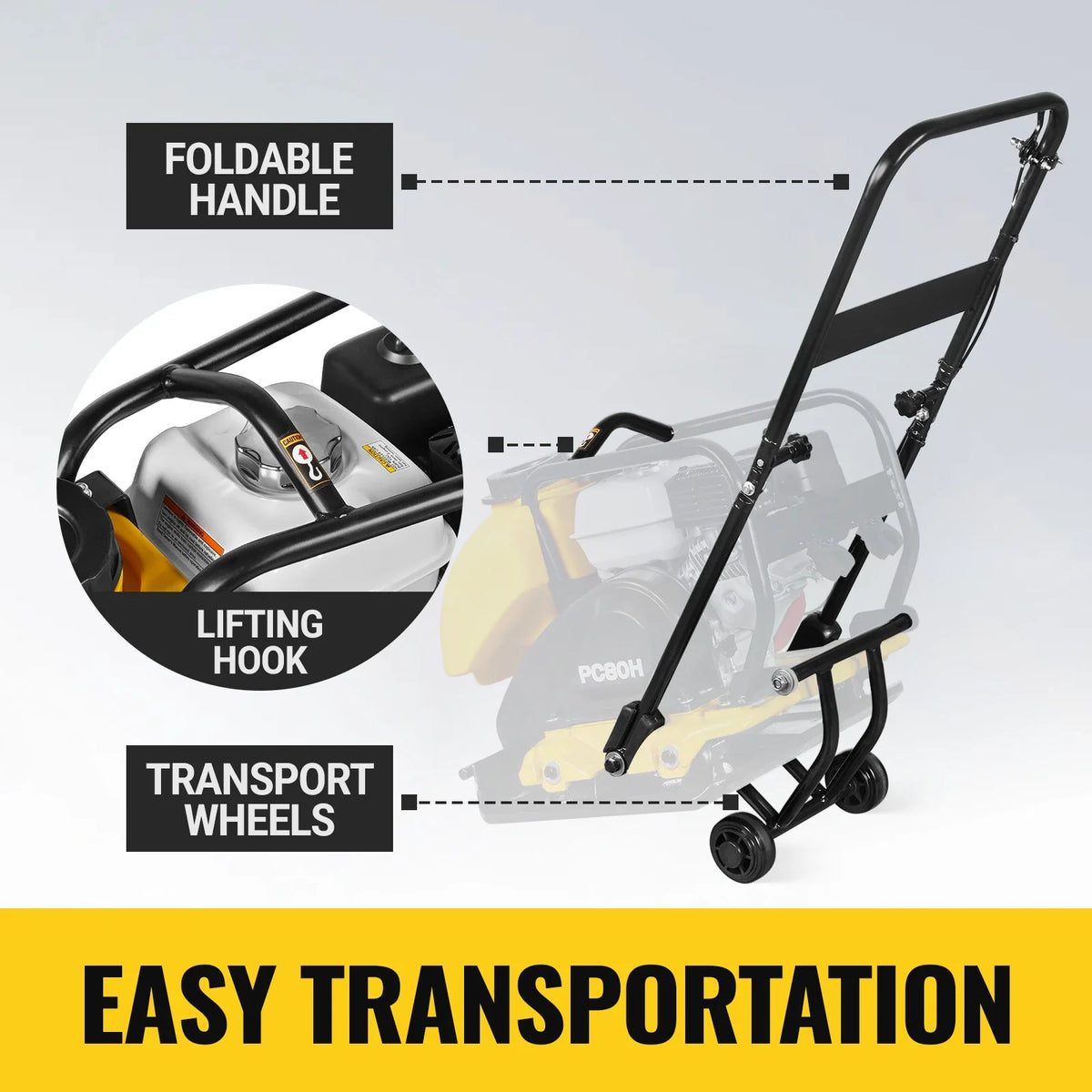 Honda GX160 Vibratory Plate Compactor with Wheel Kit, 3150 lb Centrifugal Force for Soil, Gravel, Asphalt and  - view 7