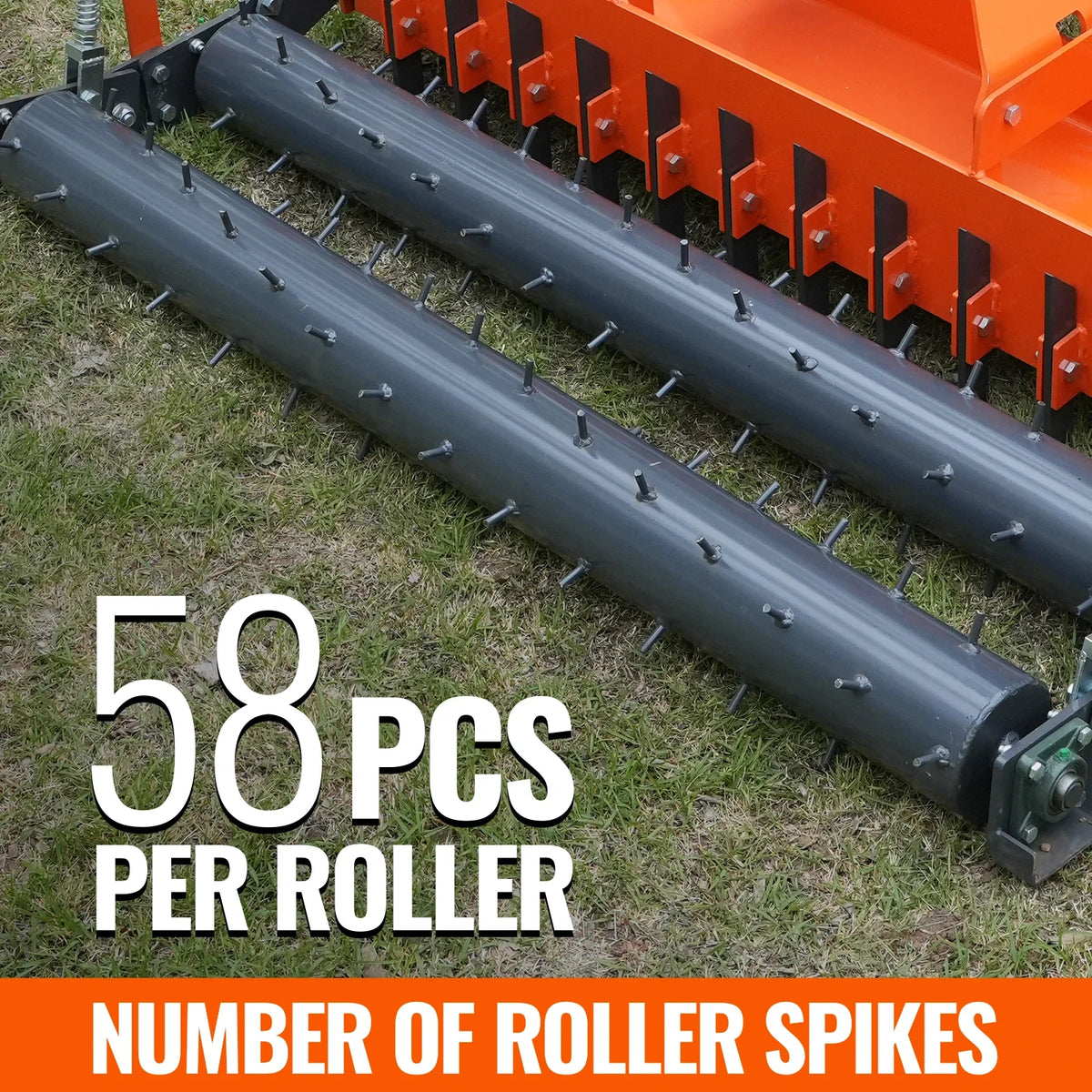 72" Heavy Duty Soil Pulverizer, Double Spiked Roller, 25 Shanks, Category 1 and 2, 3 Point Hitch Tractor Attac - view 5