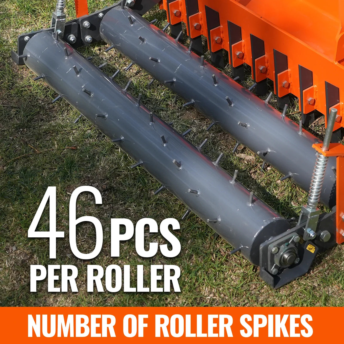 60" Heavy Duty Soil Pulverizer, Double Spiked Roller, 21 Shanks, Category 1 and 2, 3 Point Hitch Tractor Attac - view 5