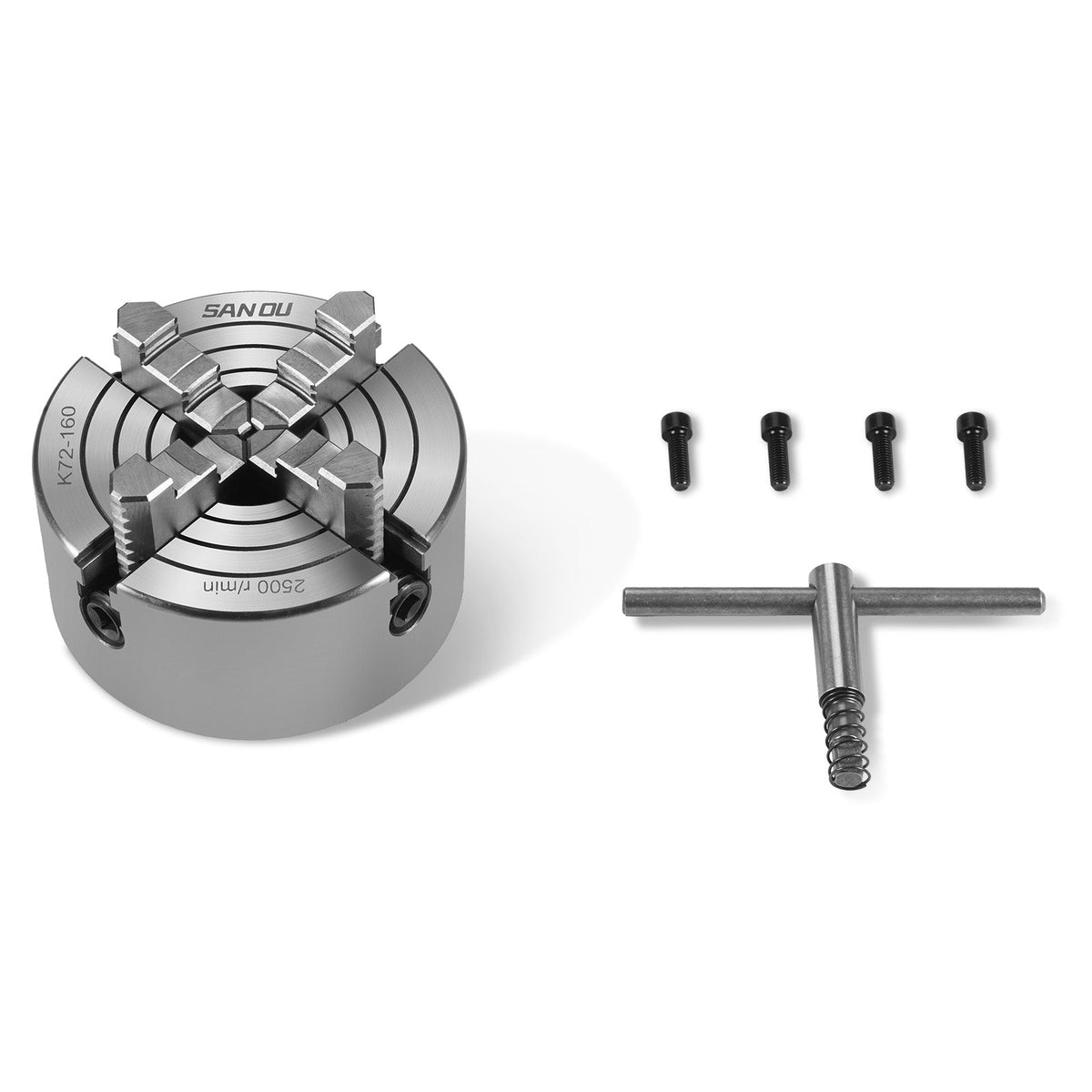 5 in 4-Jaw Lathe Chuck K72-160mm for Metal Lathe (SKU: 500007, 500008, 500102) - view 2
