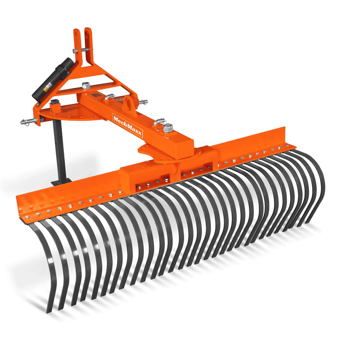 Râteau de paysagiste déporté 60" à 30 dents, outil à attelage trois points pour tracteur, LRA60